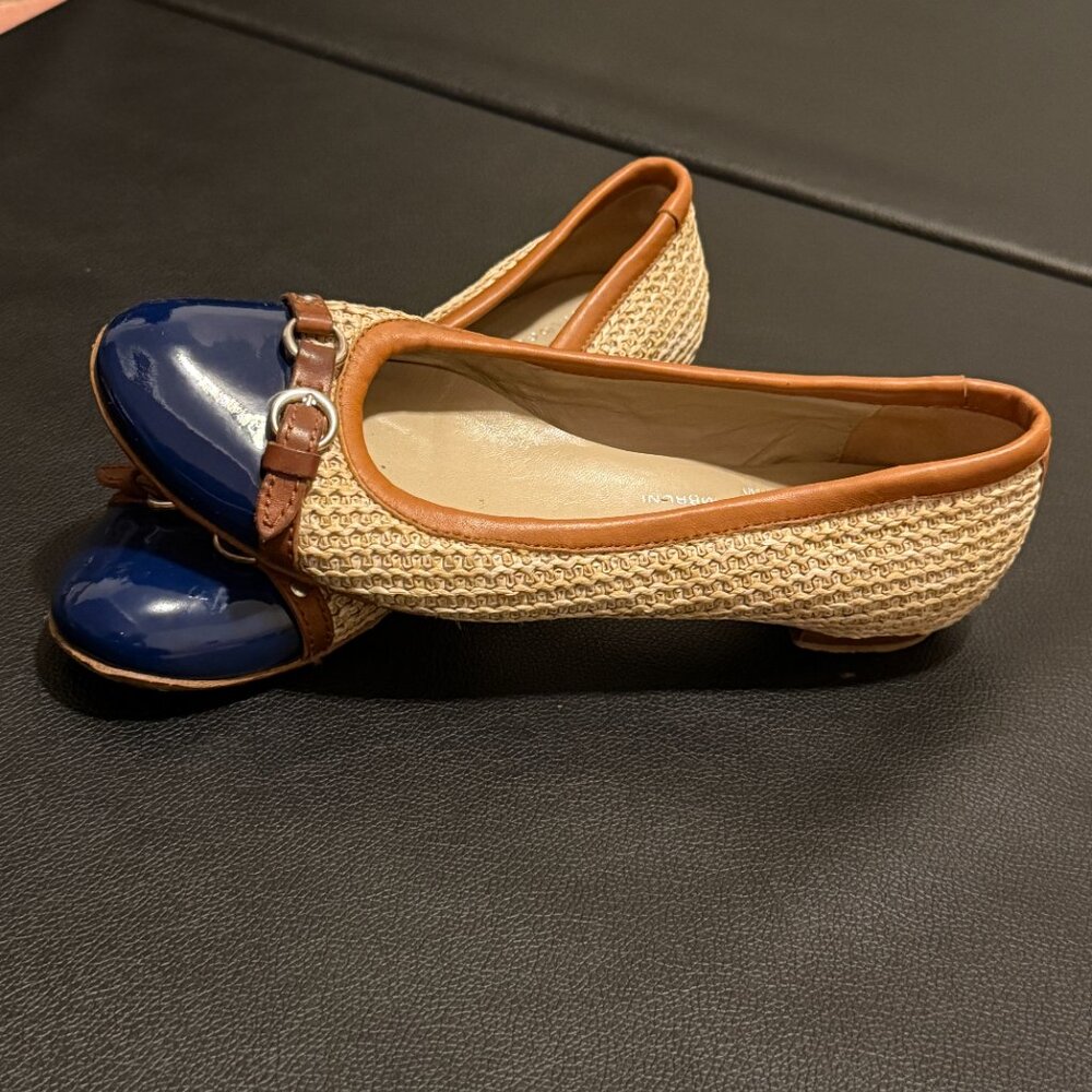 AGL Italian Ballet Flats - Blue & Brown, Size 38